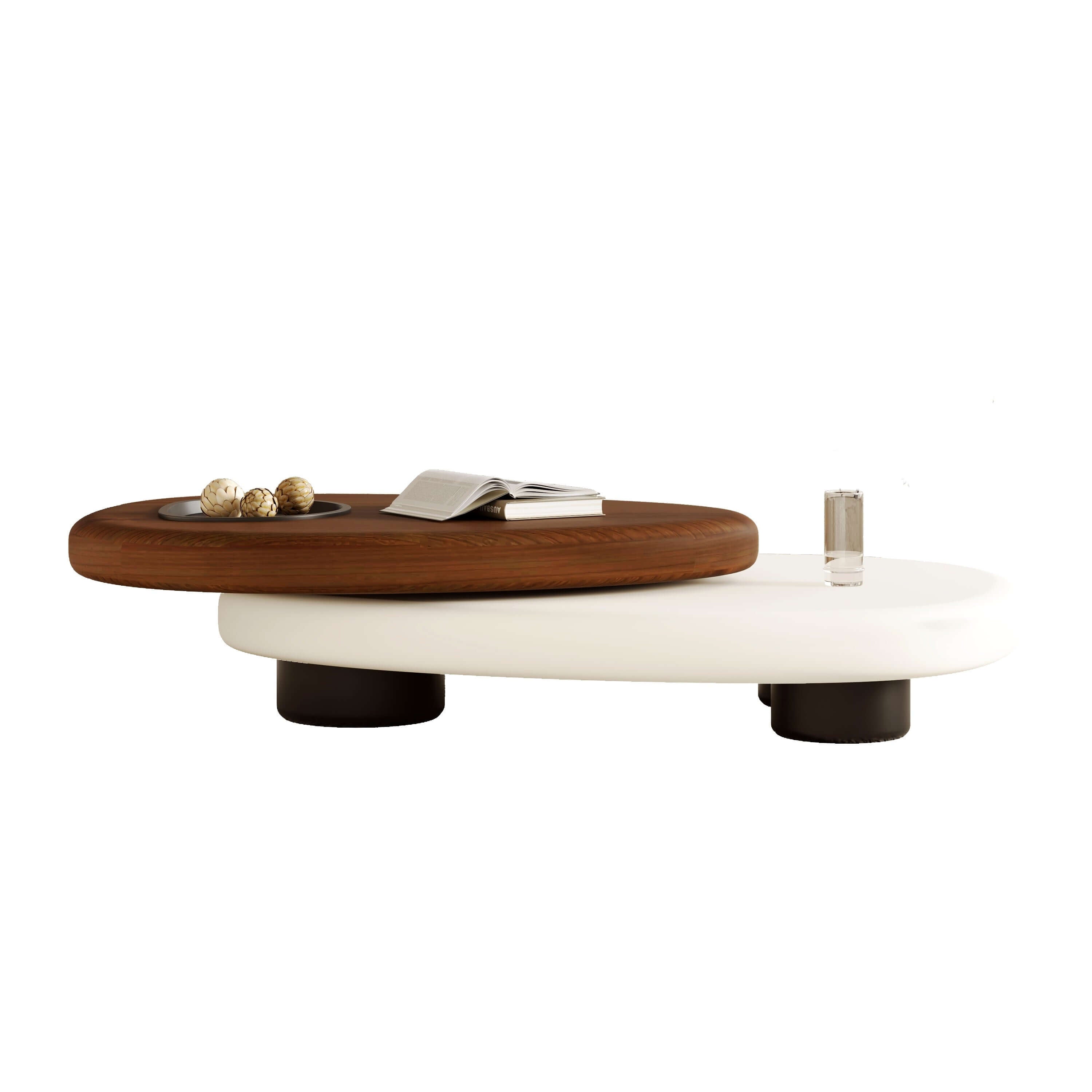 Innovative modern coffee table with a simple design and rotatable feature