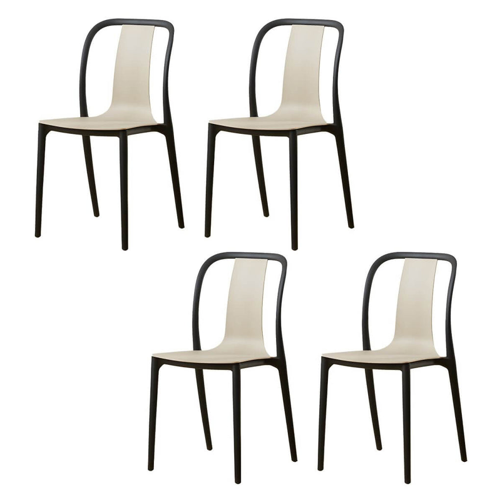 Low-back plastic and acrylic side chair with modern style for kitchen and dining areas