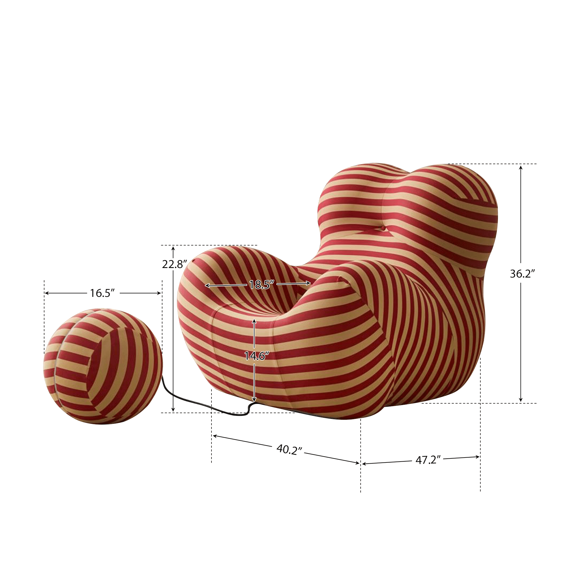 Single lounge sofa chair with ottoman, stylish and comfortable seating for living room