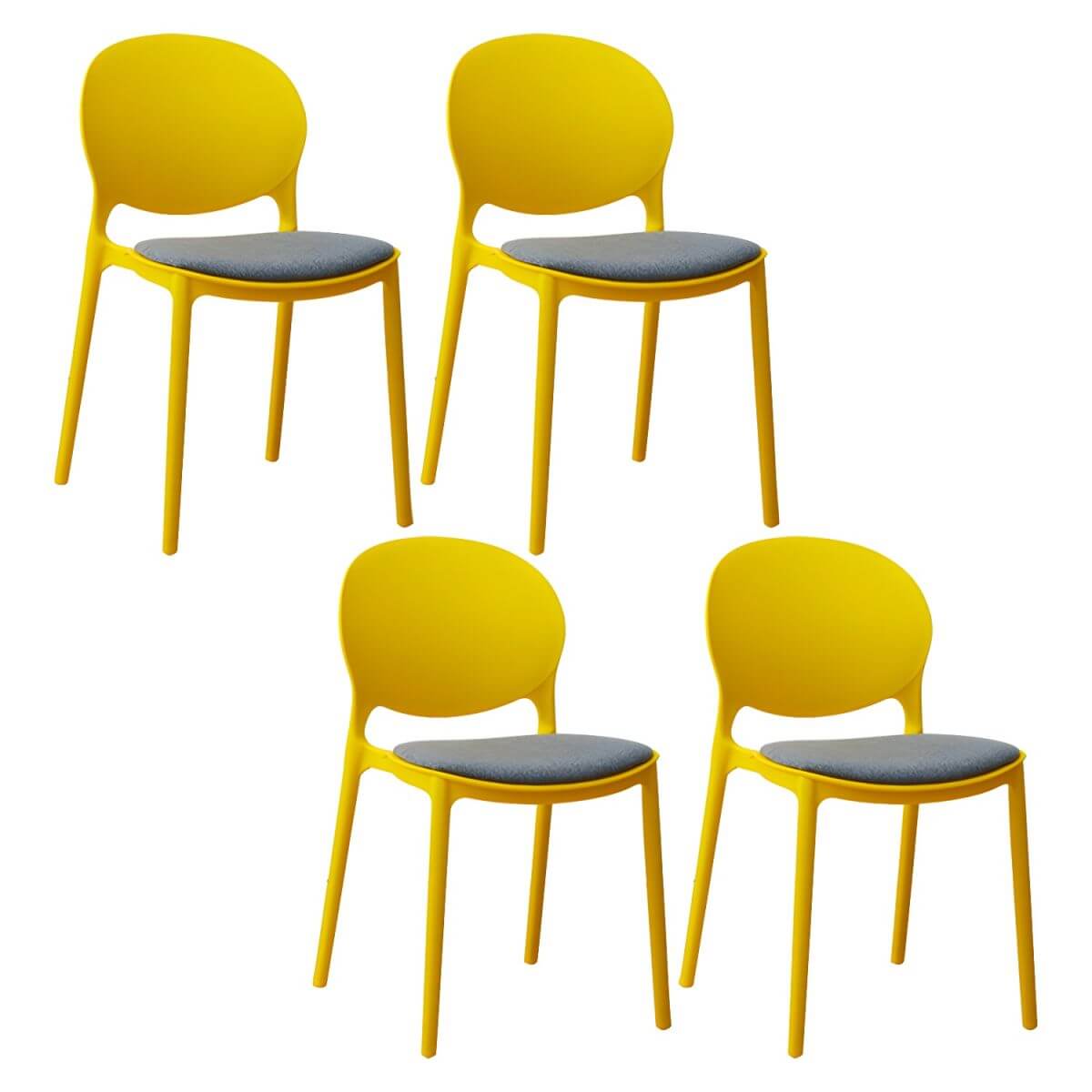 Scandinavian plastic dining chair with open back and four legs, ideal for home use