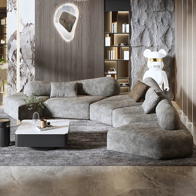 U-Shape Corner Sectional in Chalk with Left/Symmetrical Orientation