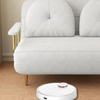 Convertible sofa sleeper with tufted back and polyester fiber upholstery