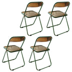 Contemporary acrylic folding armless chair with open back, ideal for dining rooms