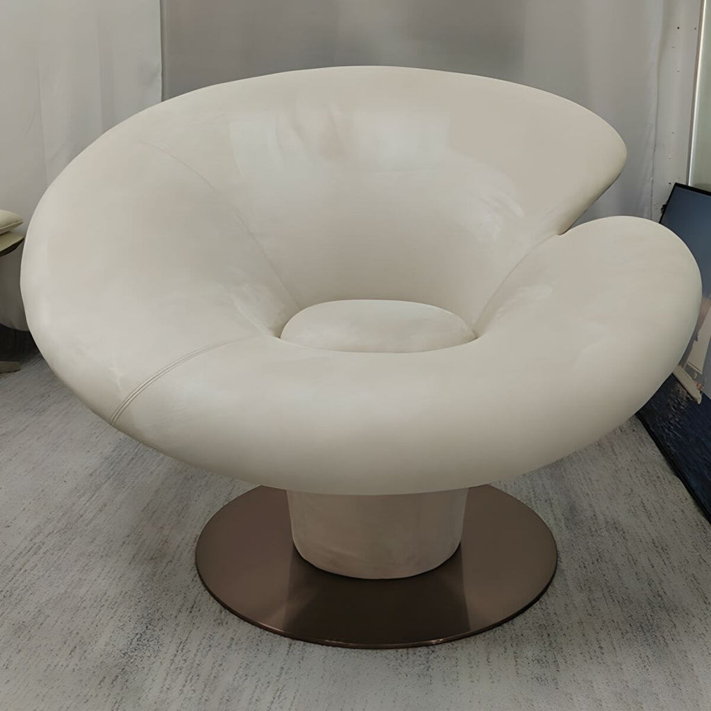 High-back modern papasan chair with linen blend upholstery and reclining feature