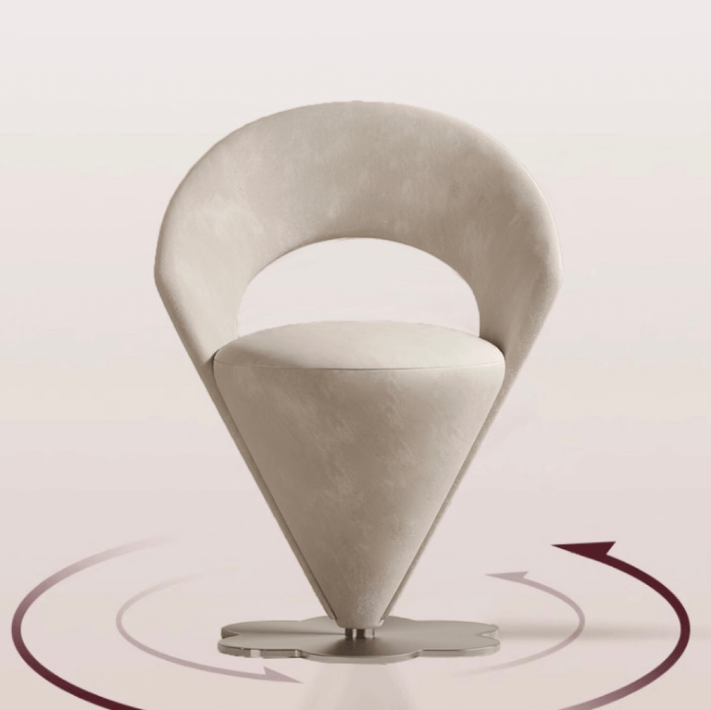 Pink and khaki Luxe Cone vanity stool with swivel feature for stylish seating