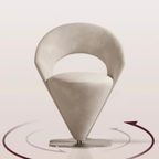 Pink and khaki Luxe Cone vanity stool with swivel feature for stylish seating