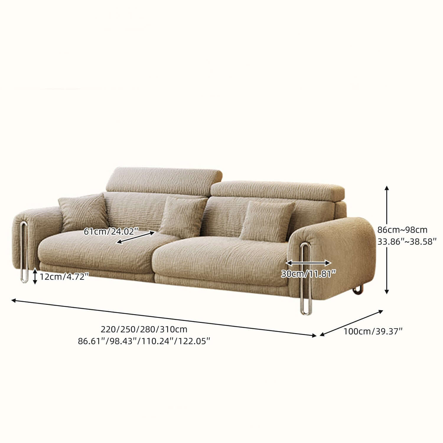 Contemporary chenille lounge sofa featuring a removable couch cover for easy cleaning