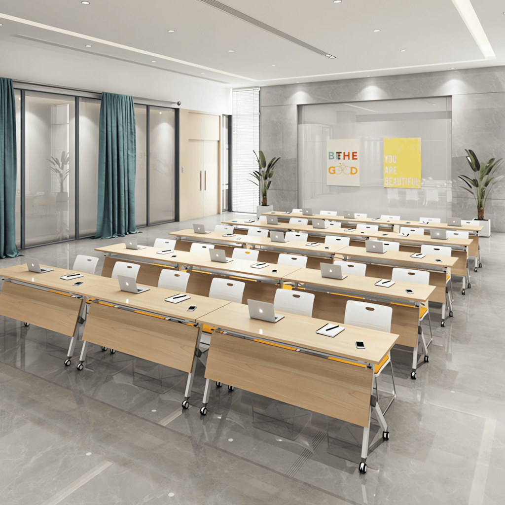 Folding table and chair set designed for versatile use in dynamic office spaces