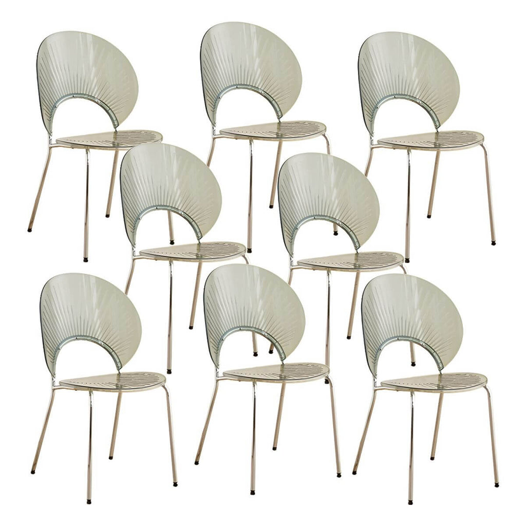 Scandinavian style stackable armless side chair made of plastic and acrylic for dining