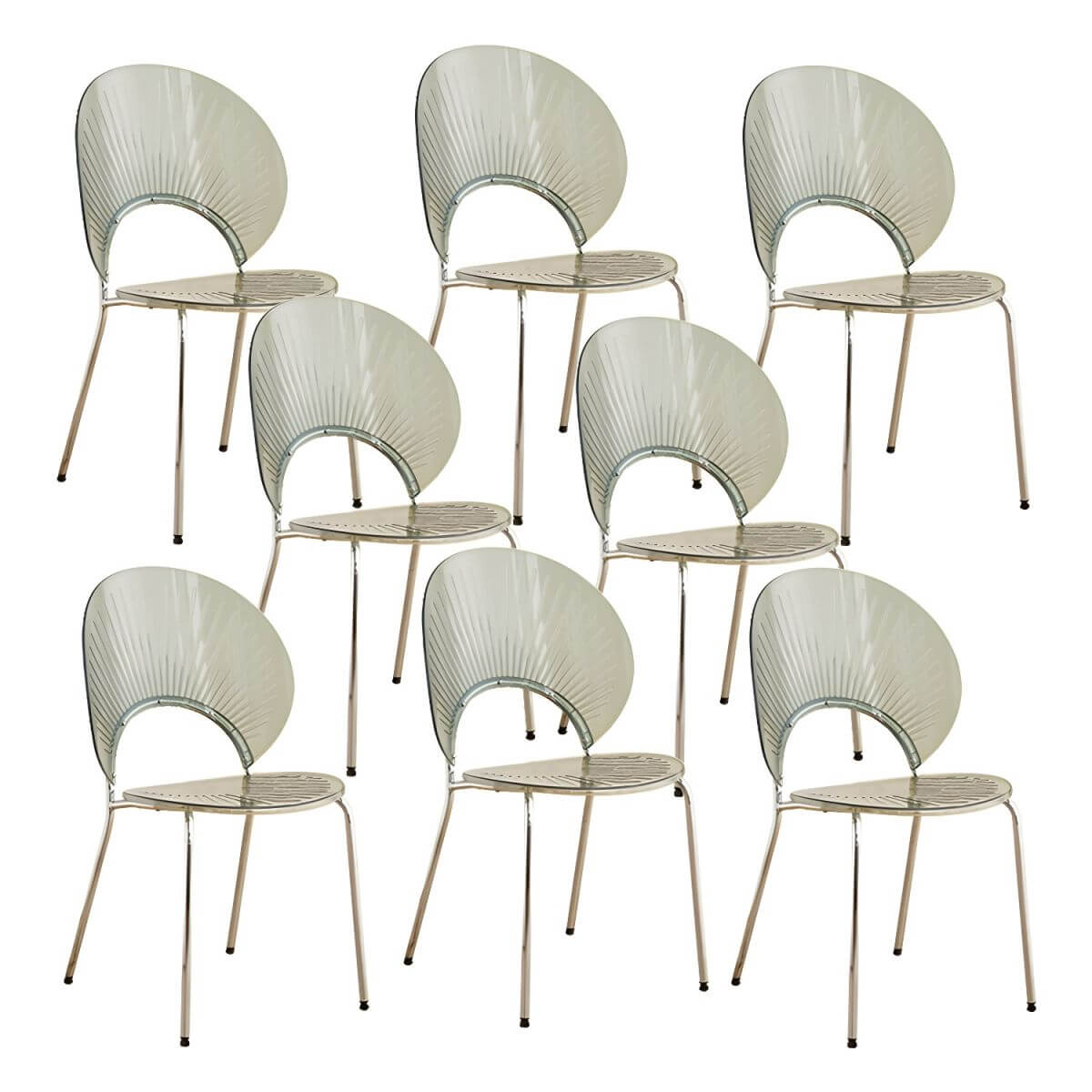 Scandinavian style stackable armless side chair made of plastic and acrylic for dining