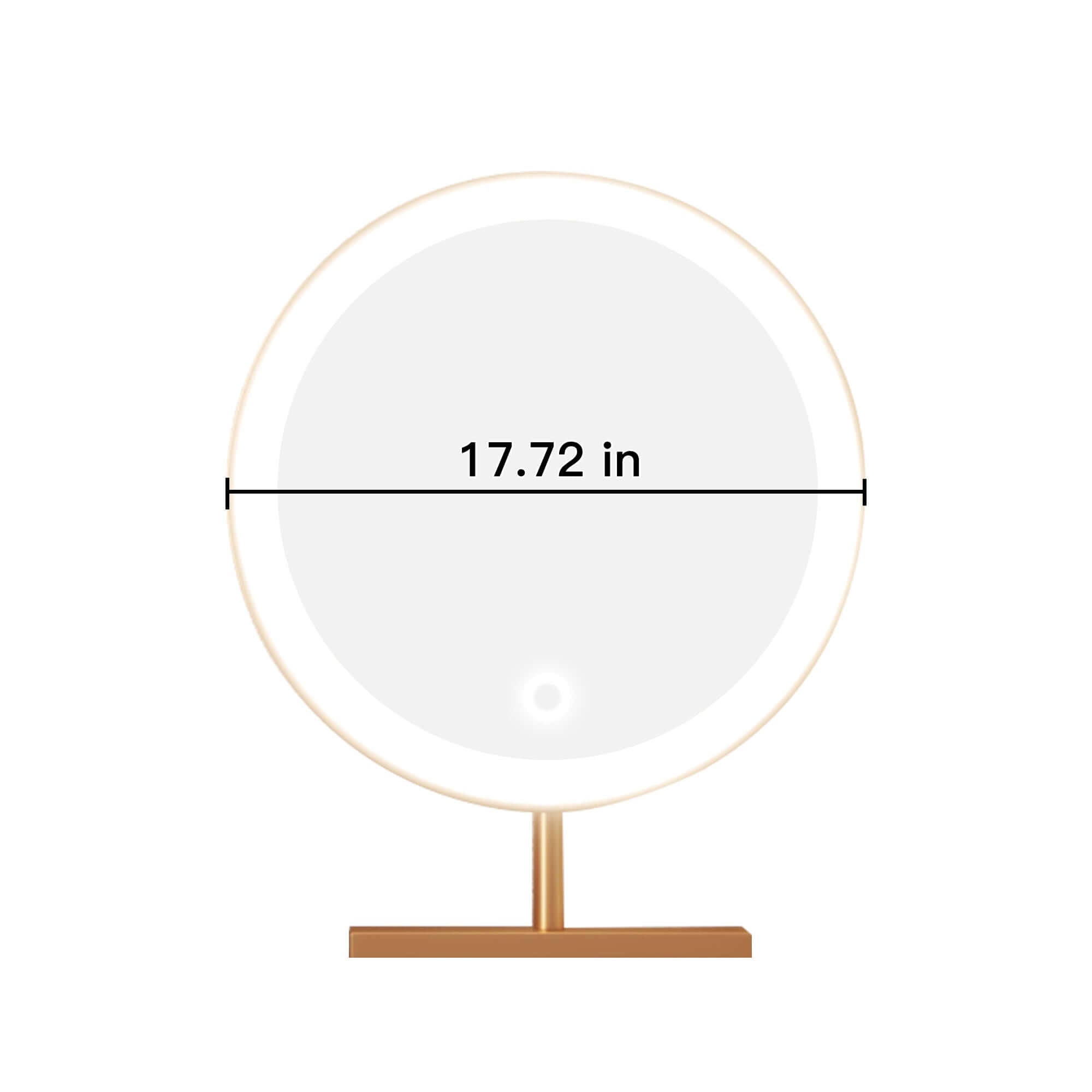 Round makeup mirror with LED light for clear, bright reflection and easy makeup application