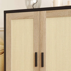 48.42 Inch Sideboard Cabinet with Rattan Decorated 4-Doors