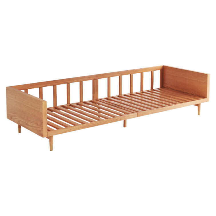 Modern 3-seat sofa with upholstered cotton linen cushions and solid wood frame