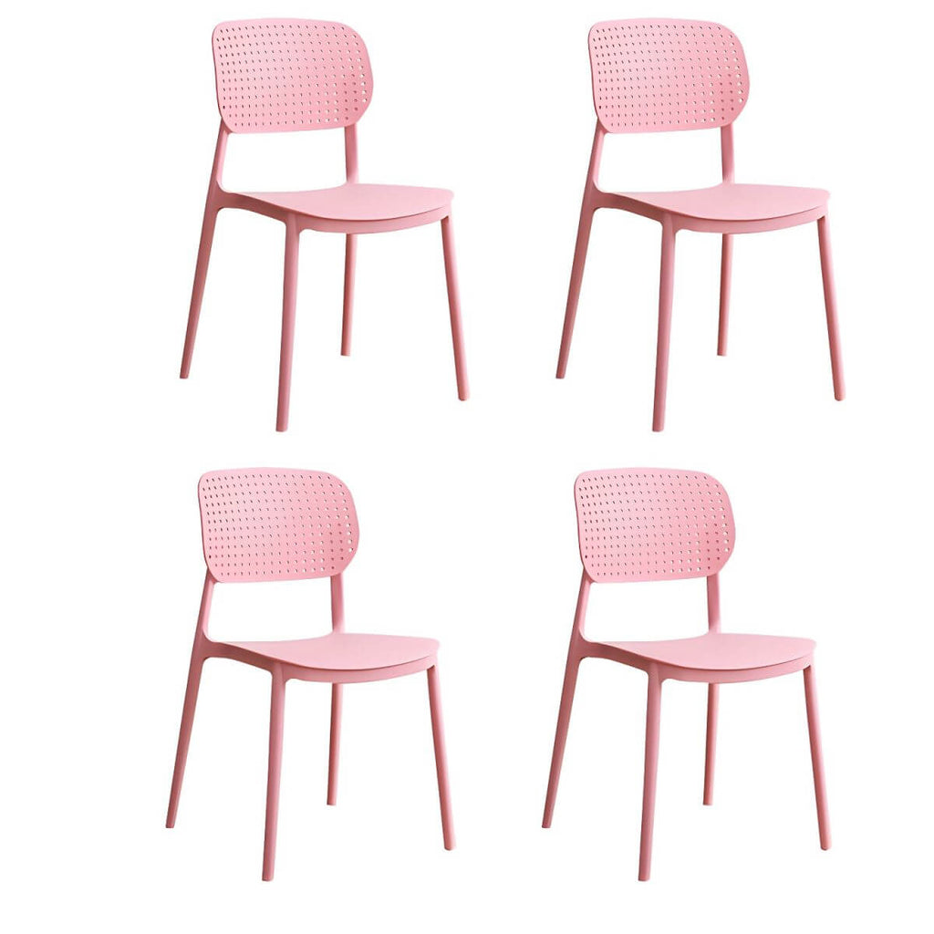 Stackable Scandinavian style plastic and acrylic side chair with low back for dining