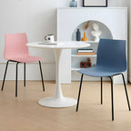 Modern plastic and acrylic side chair with metal legs, ideal for kitchen and dining rooms