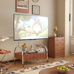 Modern Movable TV Stand Wood Small Media Console for Living Room