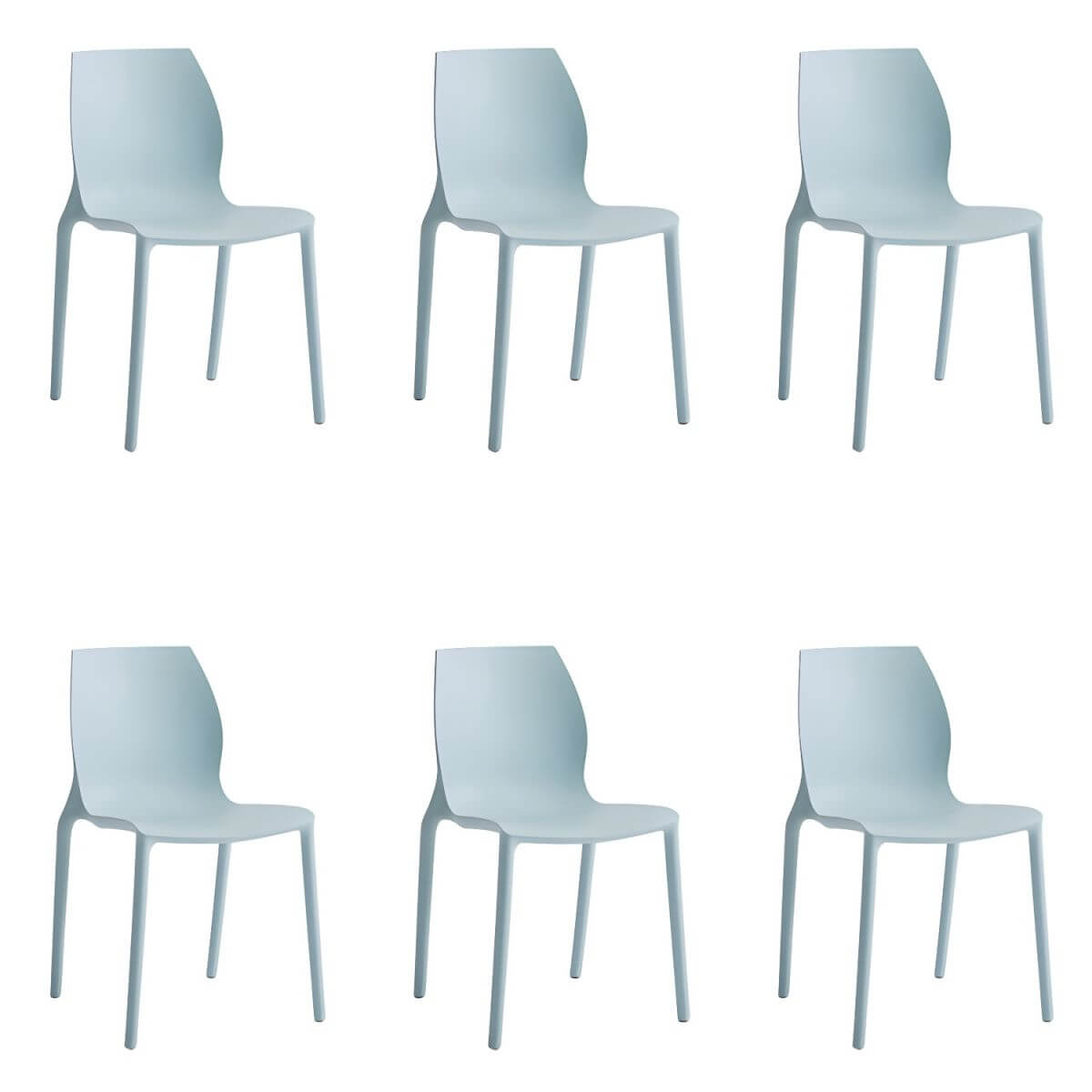 Stackable modern Scandinavian plastic and acrylic chair for kitchen and dining use
