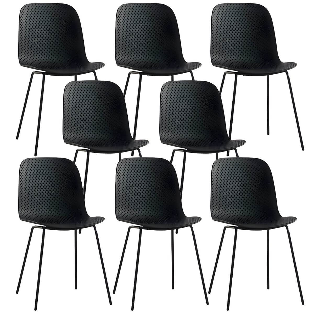 Scandinavian stackable kitchen chair with plastic and acrylic seat and metal legs