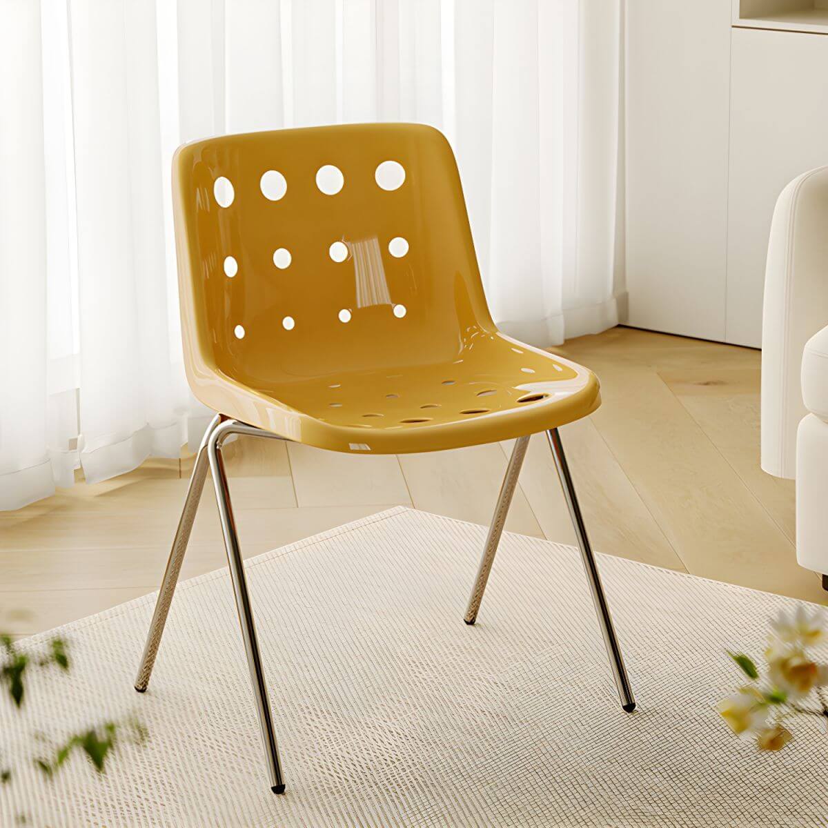 Stackable Scandinavian plastic and acrylic side chair with low back for dining main product image Hauptbild