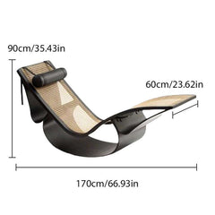 Vintage Chaise Lounge Chair in Cane Wood Black