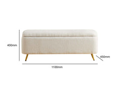 Stylish Boucle White Storage Ottoman Bench for Modern Bedroom