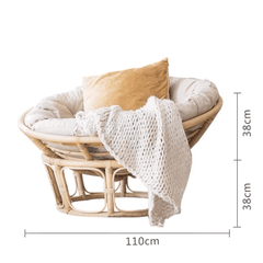 Natural Rattan Papasan Chair - Cozy Lounge Sofa