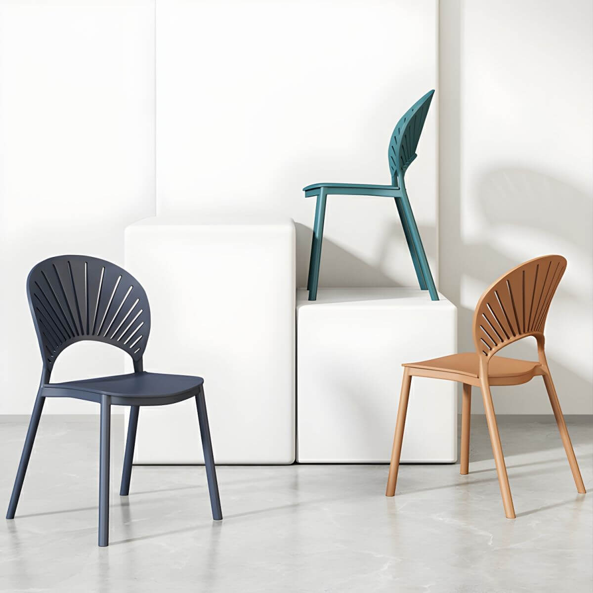 Scandinavian style plastic and acrylic side chair with low back for kitchen and dining