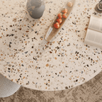 Round terrazzo dining table with durable design, perfect for home gatherings