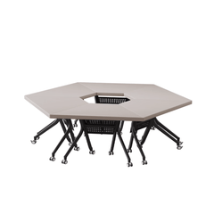 Geometrically Designed Solid Wood Multifunctional Meeting Table with Movable Wheels