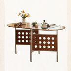 Retro-style dining table with smooth edges, perfect for family meals and work