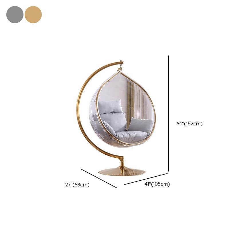 Silver and Aurous stainless alloy porch swing with stand, cushions, and chain for outdoor comfort