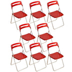 Modern collapsible open back side chair made of plastic and acrylic, ideal for kitchen and dining areas