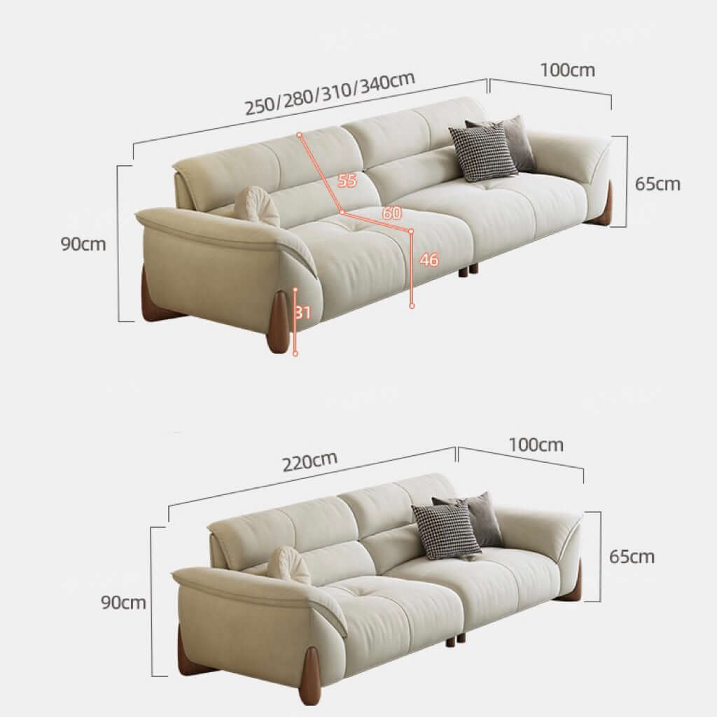 Modern green and white sofa with soft tech fabric, perfect for a cozy living room