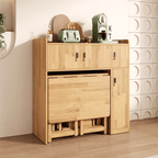 Scandinavian-inspired folding table designed to save space, ideal for family meals and gatherings