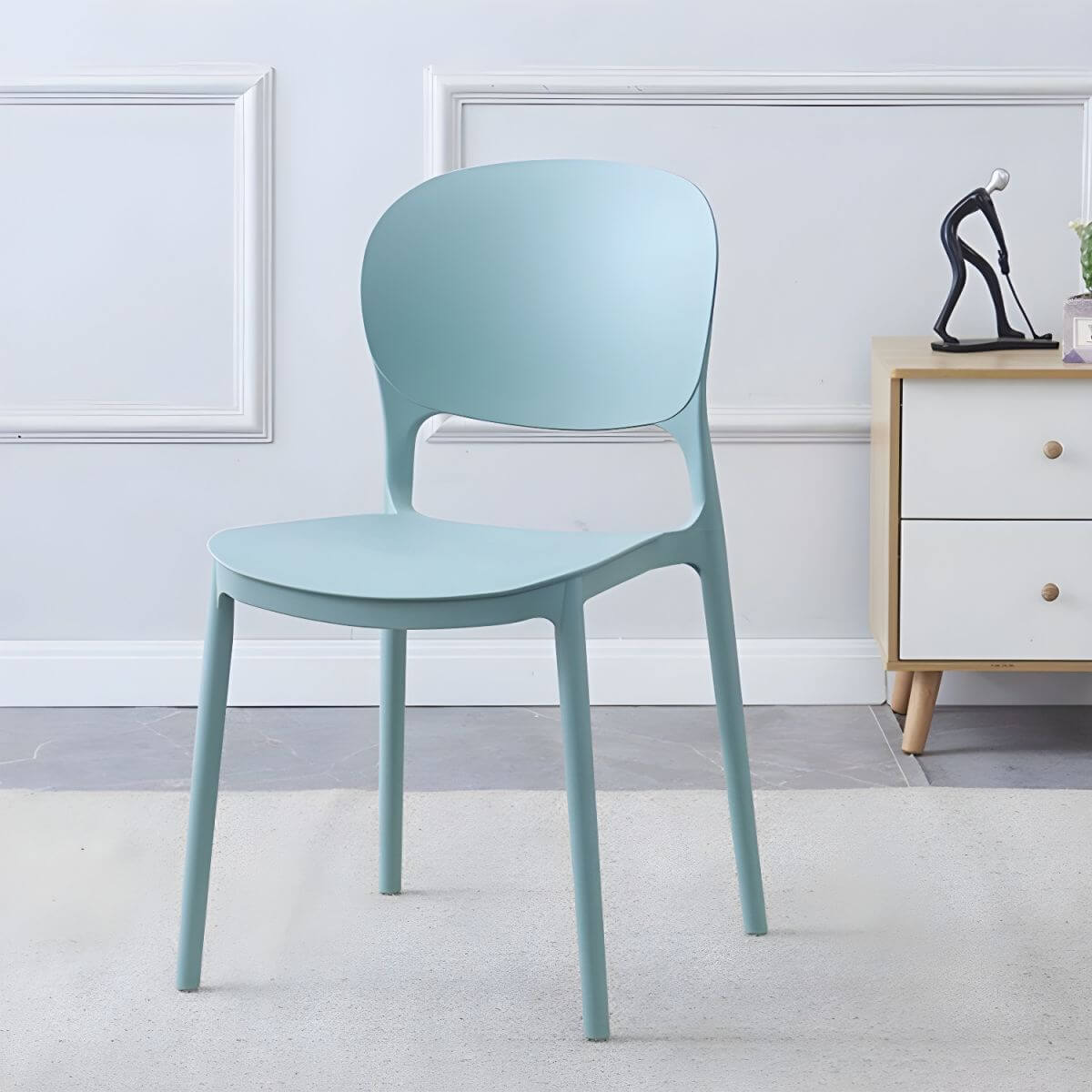 Scandinavian style stackable plastic and acrylic dining side chair for kitchen and dining