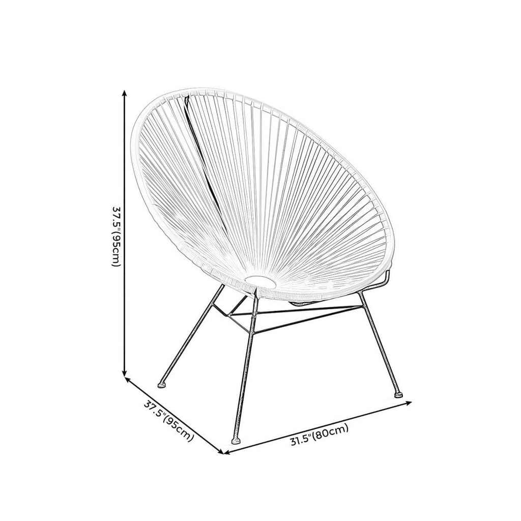 Armless Papasan accent chair for living room with 31.49" L x 37.40" W x 37.40" H dimensions