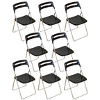 Modern collapsible open back side chair made of plastic and acrylic, ideal for kitchen and dining areas