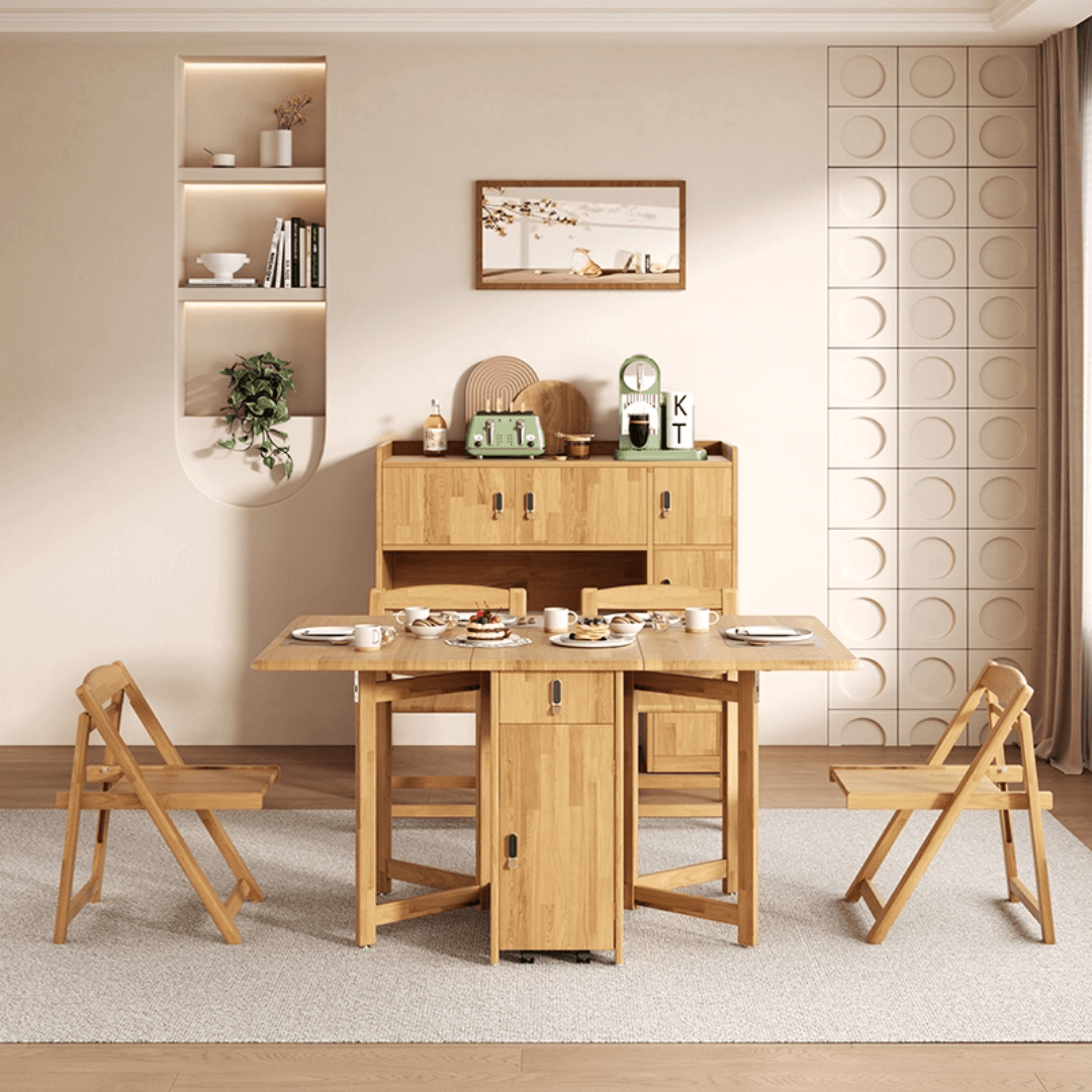 Scandinavian-inspired folding table designed to save space, ideal for family meals and gatherings main product image Hauptbild