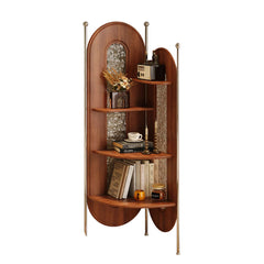Solid Wood Corner Cabinet Retro Style Triangle Bookshelf