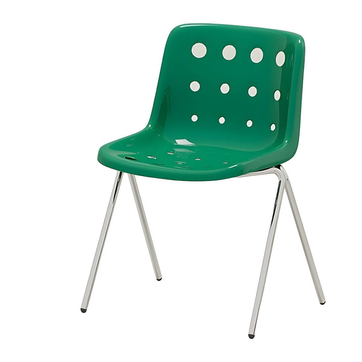 Stackable Scandinavian plastic and acrylic side chair with low back for dining