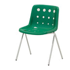 Stackable Scandinavian plastic and acrylic side chair with low back for dining