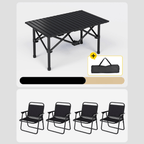 Foldable outdoor dining set with chairs and table, ideal for camping and backyard BBQs