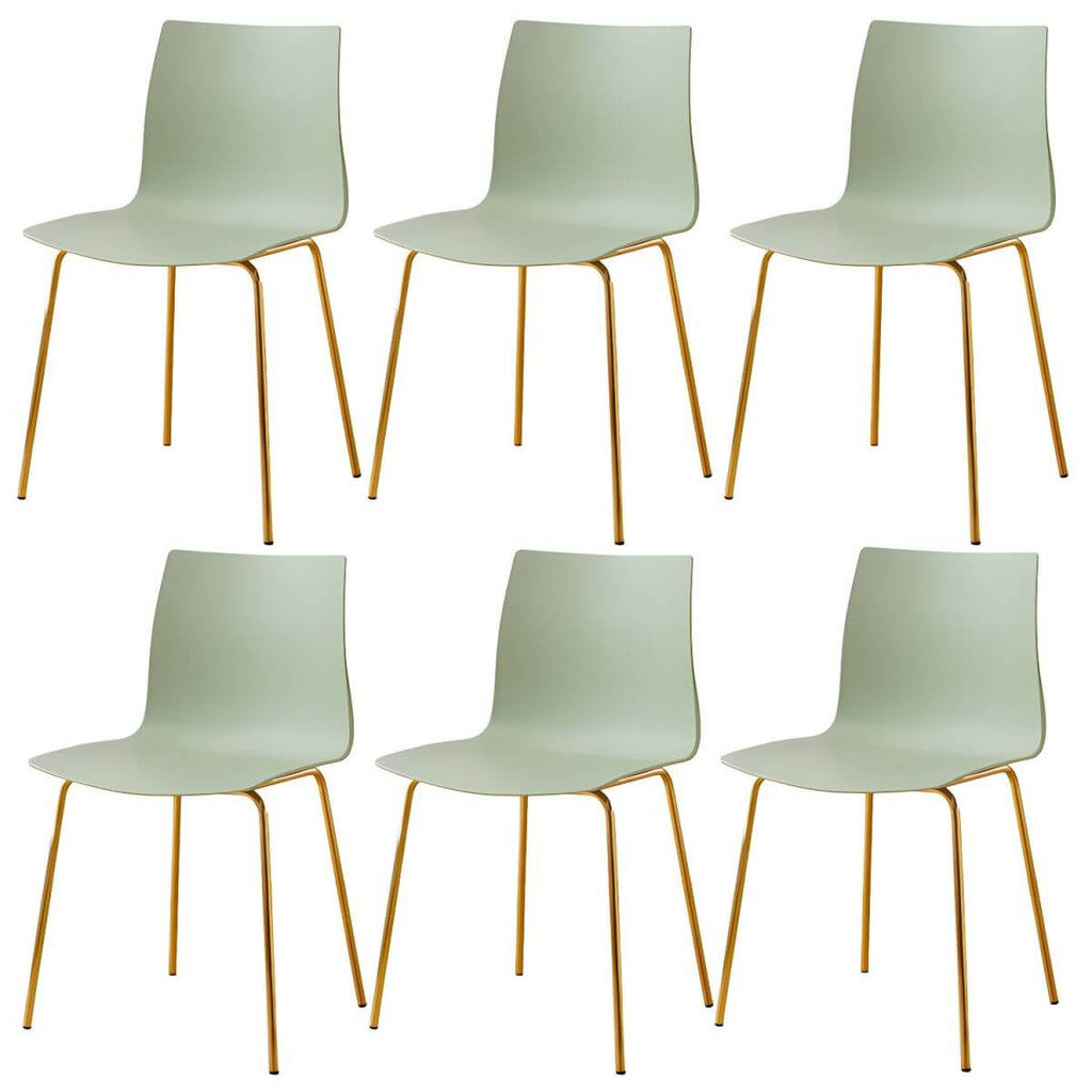 Modern plastic and acrylic side chair with metal legs, ideal for kitchen and dining rooms