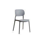 Stackable Scandinavian style plastic and acrylic side chair with low back for dining