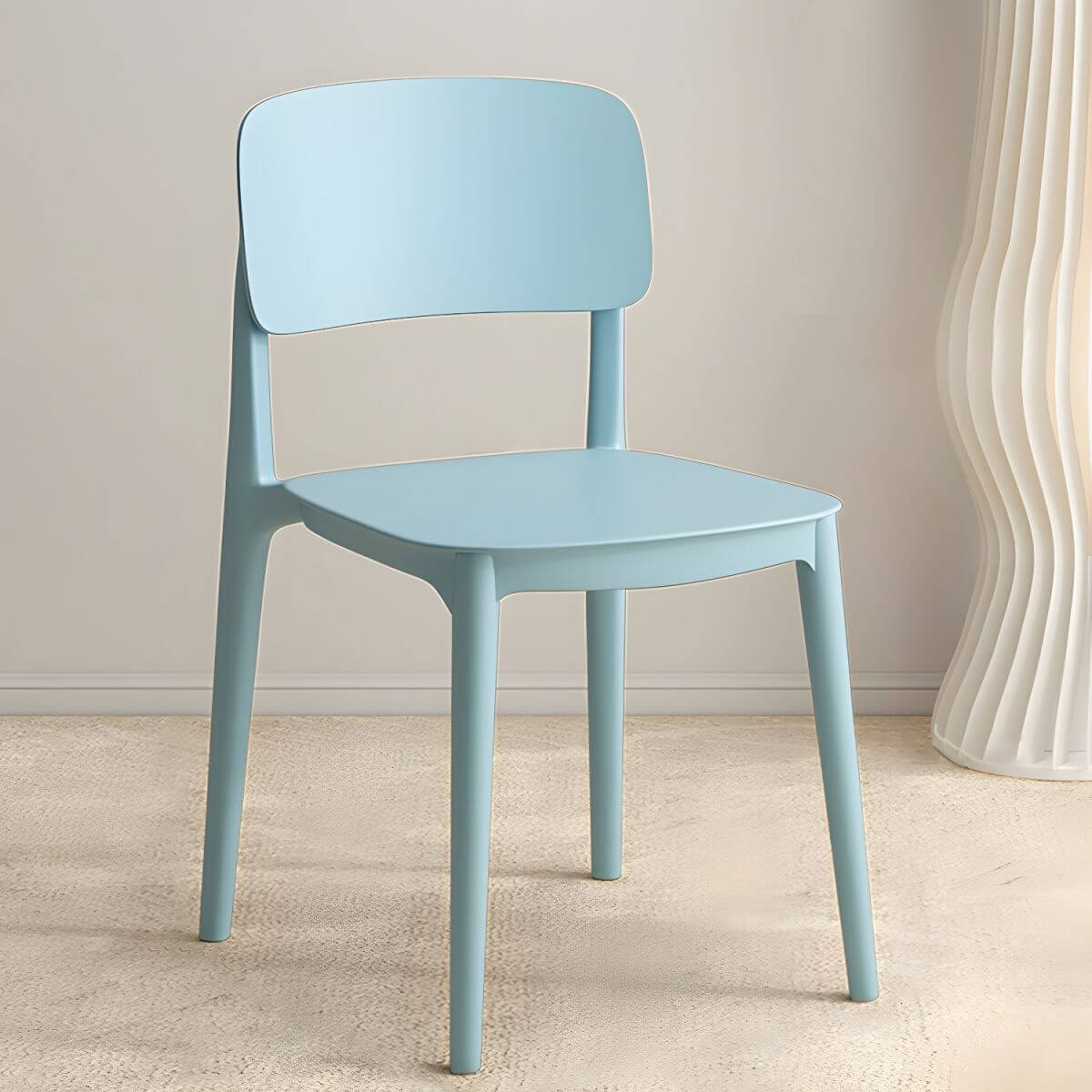Scandinavian style stackable plastic and acrylic side chair for kitchen and dining