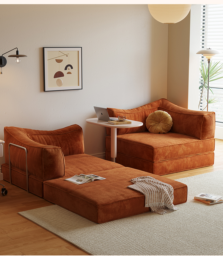 Elegant Corduroy 78.7" Convertible Sofa Bed - DIY Customizable Couch with Durable Steel Frames