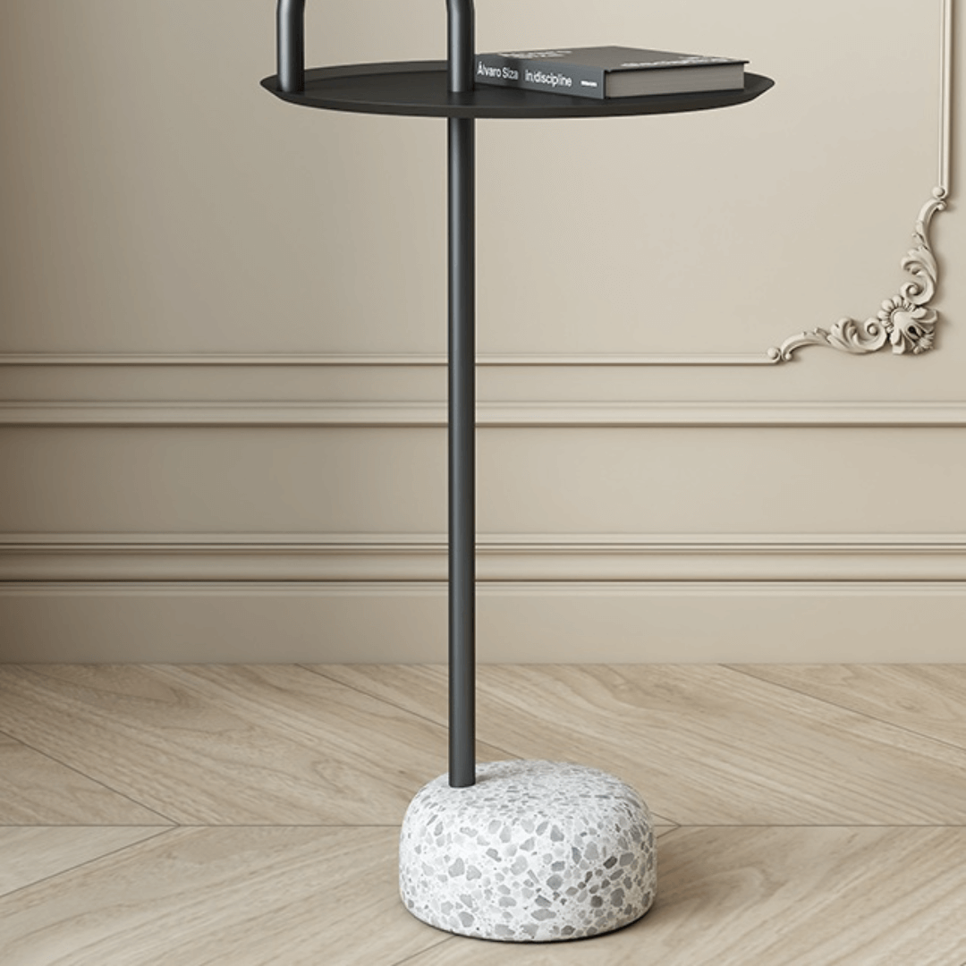 Terrazzo side table with easy-move design and eco-friendly coating for modern living