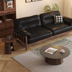 Round High-Low Combo Coffee Table Solid Wood Slate with Storage