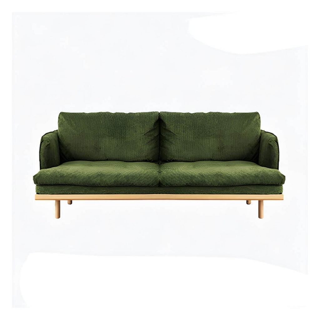 Modern polyester sofa settee with recessed arms and tight back, ideal for living room seating