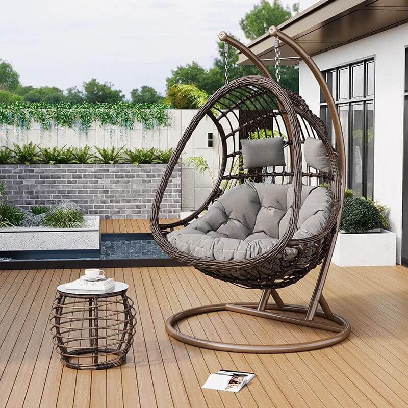 Tropical alloy framed porch swing egg chair with stand and chain included main product image Main image